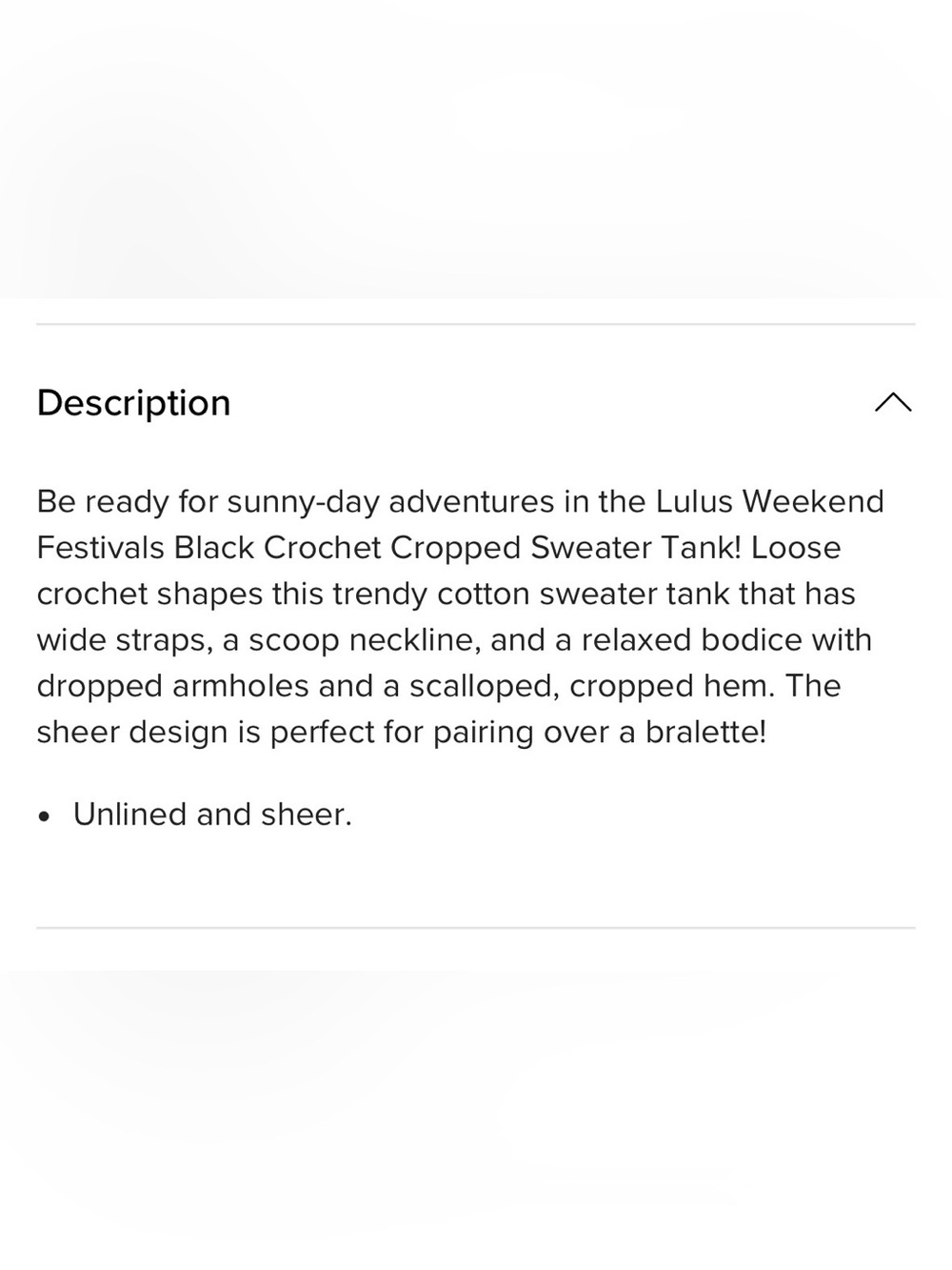 Lulu's Black Crochet Crop Tank - Picture 12 of 14